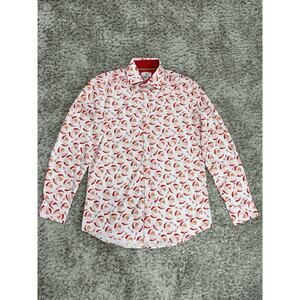 Tom Baine Santa Claus Christmas Button Down Dress Shirt Mens Slim Fit Holiday M